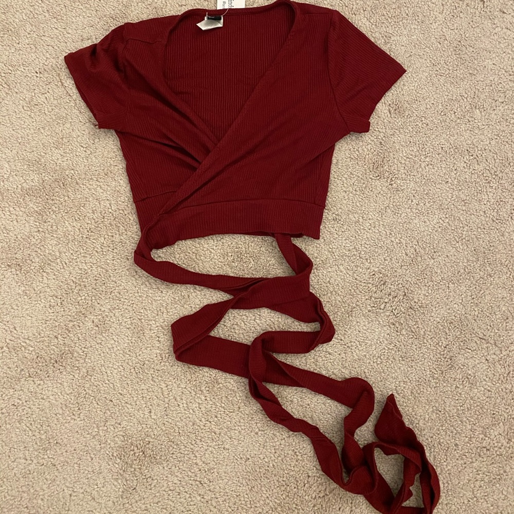 Short sleeve wrap around top